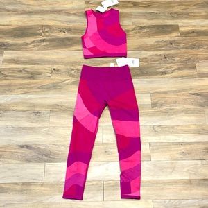 Fabletics Pink Colorblock Set- S Pants/ XS Crop